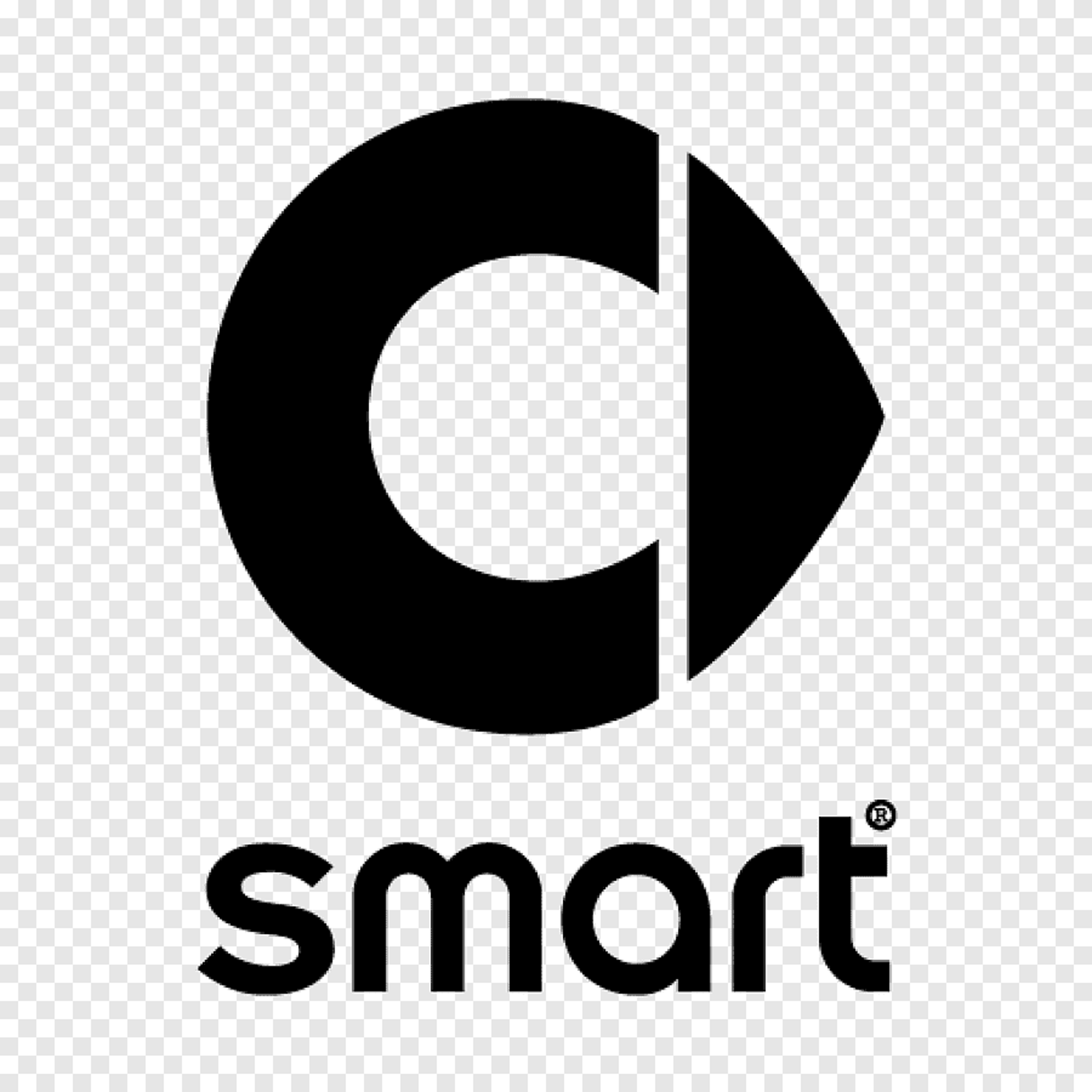 Schwarzes Smart-Logo mit einem Kreis, der nach rechts offen ist, und dem Wort "smart" darunter.