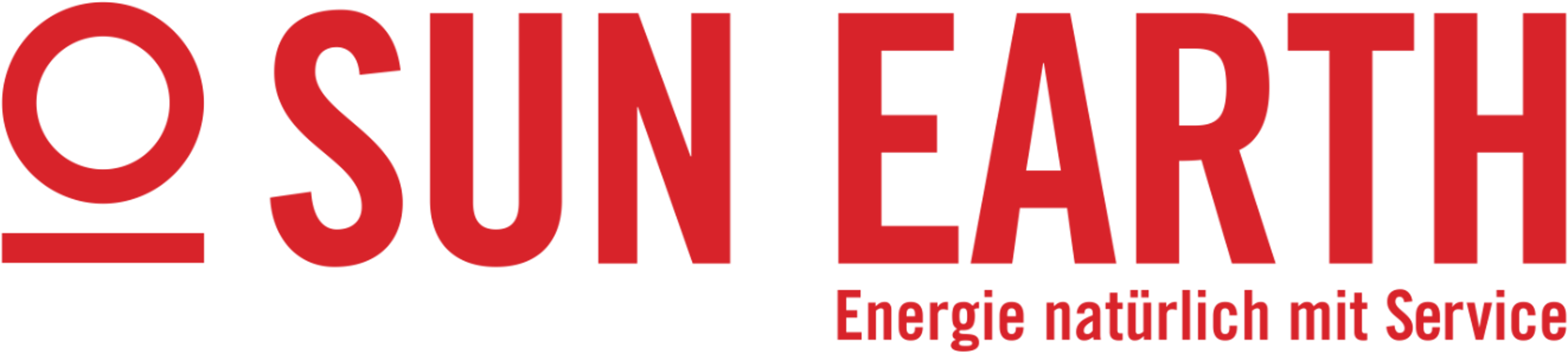 Rotes Sun Earth Logo mit dem Slogan „Energie natürlich mit Service“.