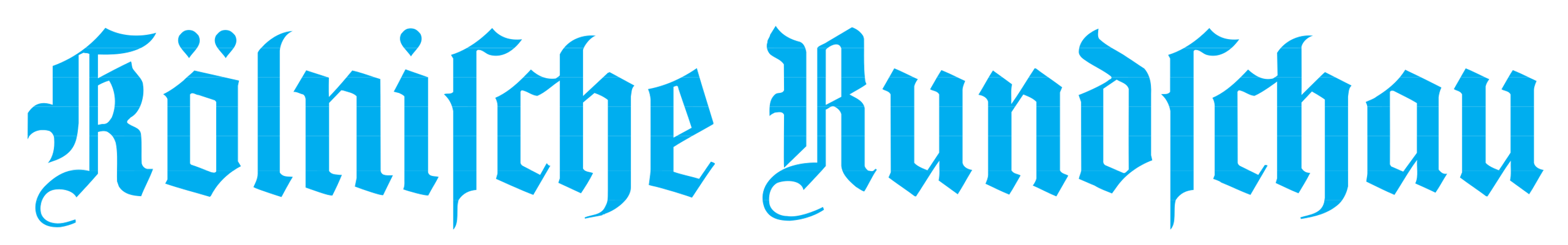 Kölnerische Rundschau in blauer Frakturschrift auf dunklem Hintergrund.